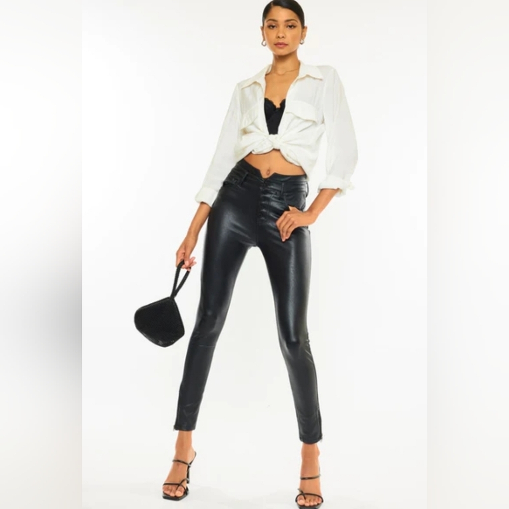 KanCan Janet High Rise Faux Leather Ankle Skinny Pants sz 13/30